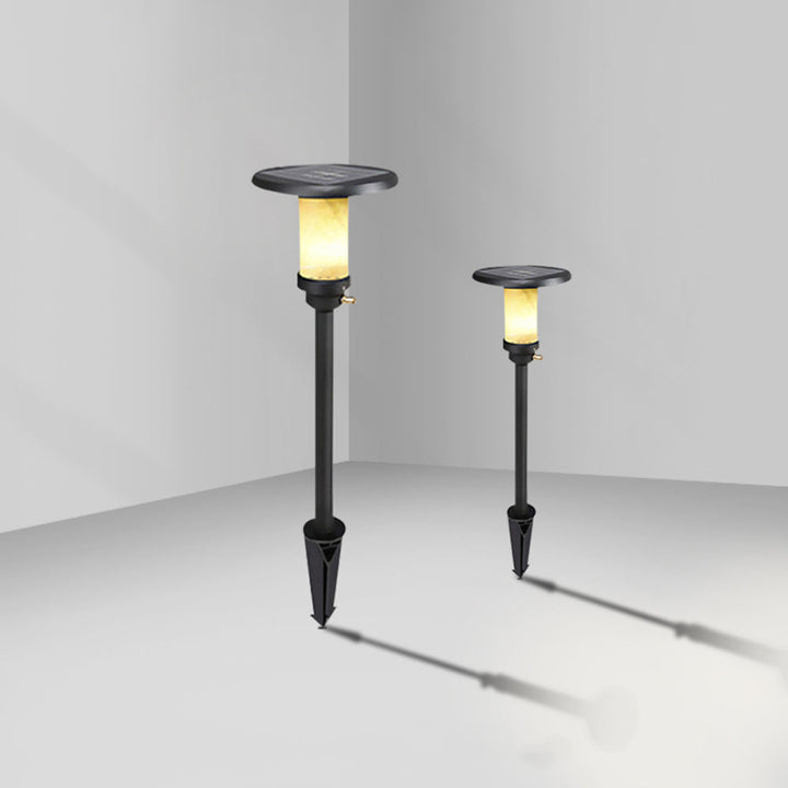Ray Ronde Moderne Lampadaire Noir Métal/Marbre Noir Extérieur - Neutralighting