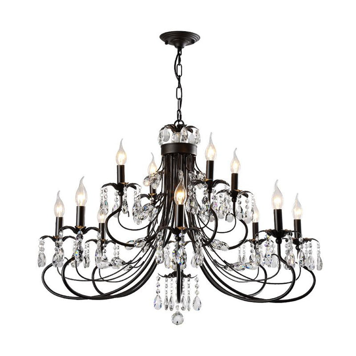 Silva LED Suspension Noir Métal Cristal Salle à manger Salon - Neutralighting