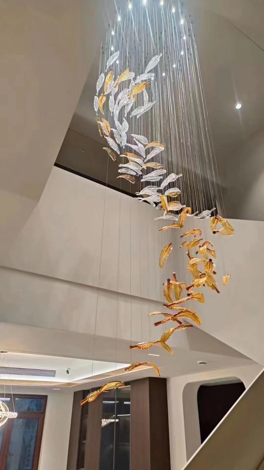 Aetherial Chandelier Feuille en Verre - Neutralighting