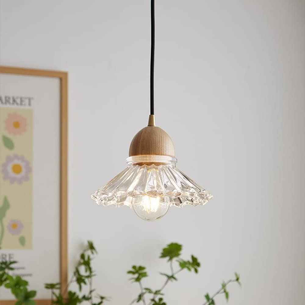 Valentina Rétro LED Suspension Bois Verre Salon/Chambre À Coucher - Neutralighting