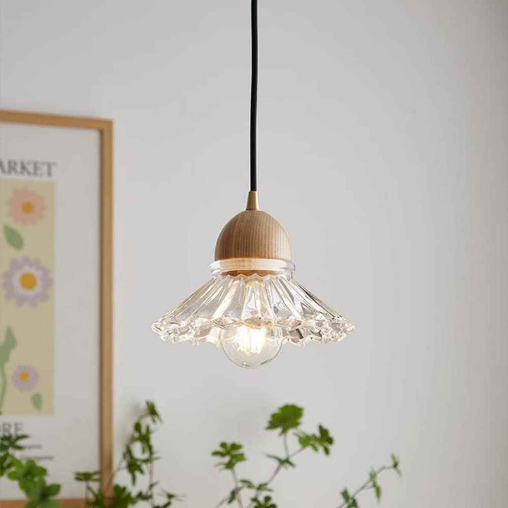 Valentina Rétro LED Suspension Bois Verre Salon/Chambre À Coucher - Neutralighting
