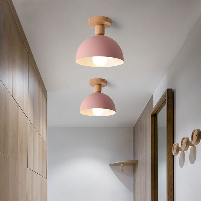 Muto Dôme Moderne LED Plafonnier Blanc/Gris Bois/Métal Salle d&