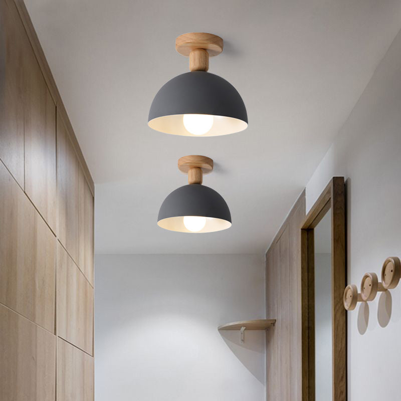 Muto Dôme Moderne LED Plafonnier Blanc/Gris Bois/Métal Salle d&
