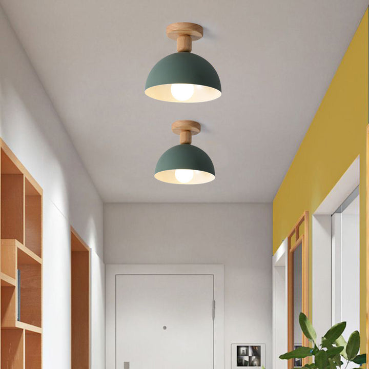 Muto Dôme Moderne LED Plafonnier Blanc/Gris Bois/Métal Salle d&