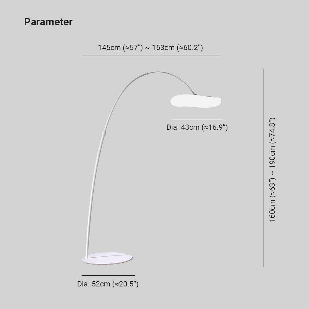 Aria Design Lampadaire Arc Simple Métal Blanc/Noir Salon Aria