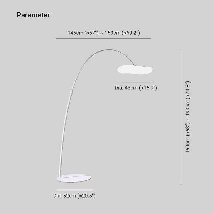 Aria Design Lampadaire Arc Simple Métal Blanc/Noir Salon Aria