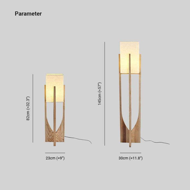 Muto Lampadaire Rectangulaire Naturel, Tissu, Bois, Salon/Bureau - Neutralighting