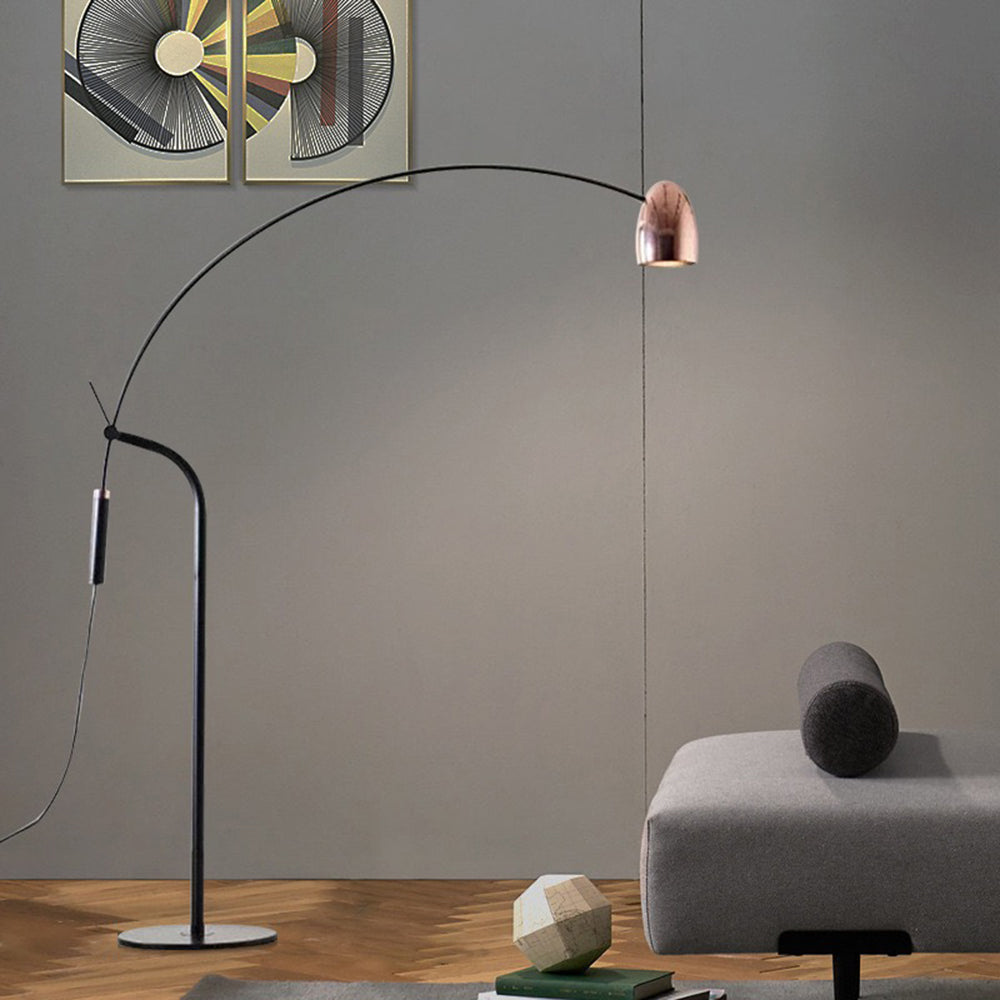 Arisha Design Simple Lampadaire Arc Minimaliste Métal Or Rose Salon - Neutralighting