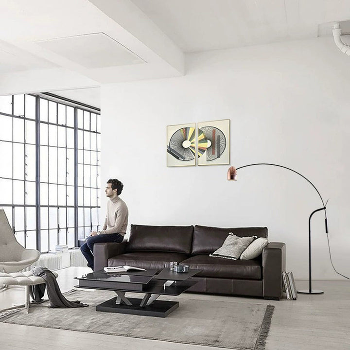 Arisha Design Simple Lampadaire Arc Minimaliste Métal Or Rose Salon - Neutralighting