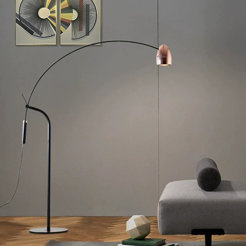 Arisha Design Simple Lampadaire Arc Minimaliste Métal Or Rose Salon - Neutralighting