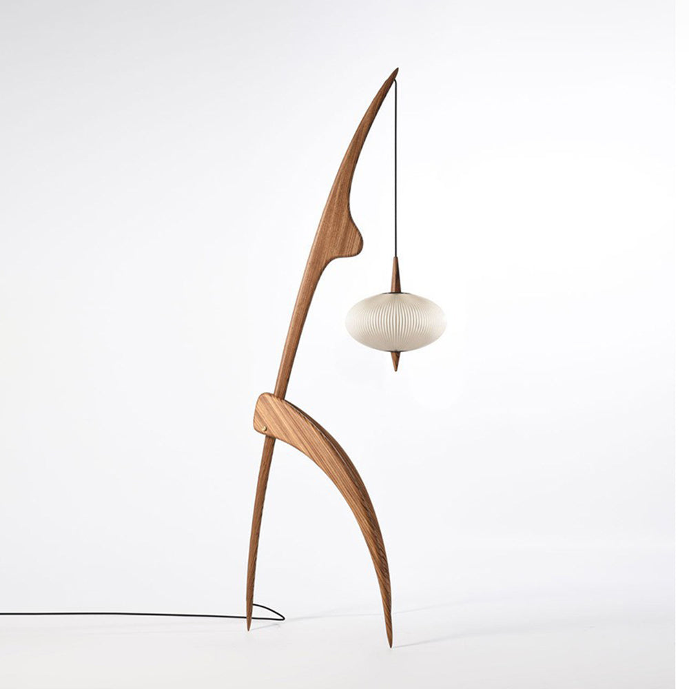 Ritta Lampadaire Rond Vintage Bois/Tissu Bois/Noyer, Salon - Neutralighting