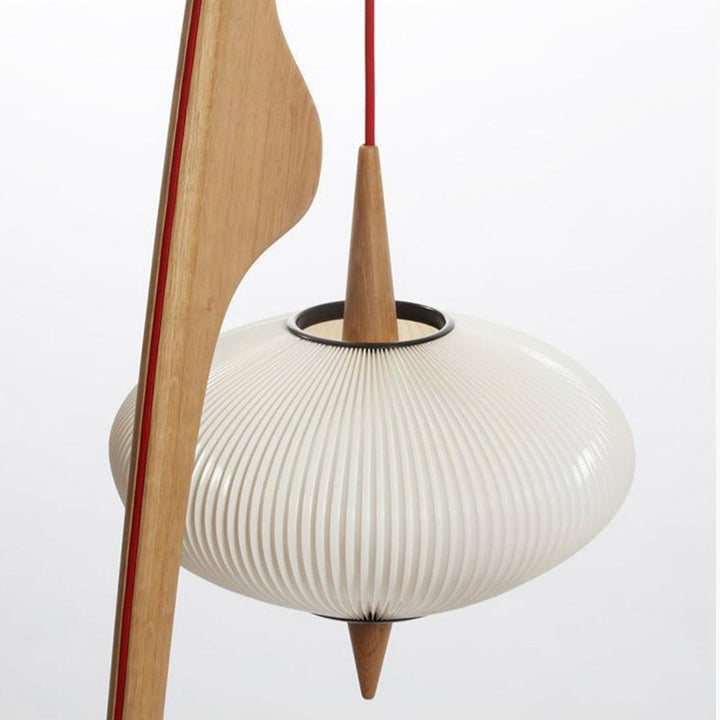 Ritta Lampadaire Rond Vintage Bois/Tissu Bois/Noyer, Salon - Neutralighting