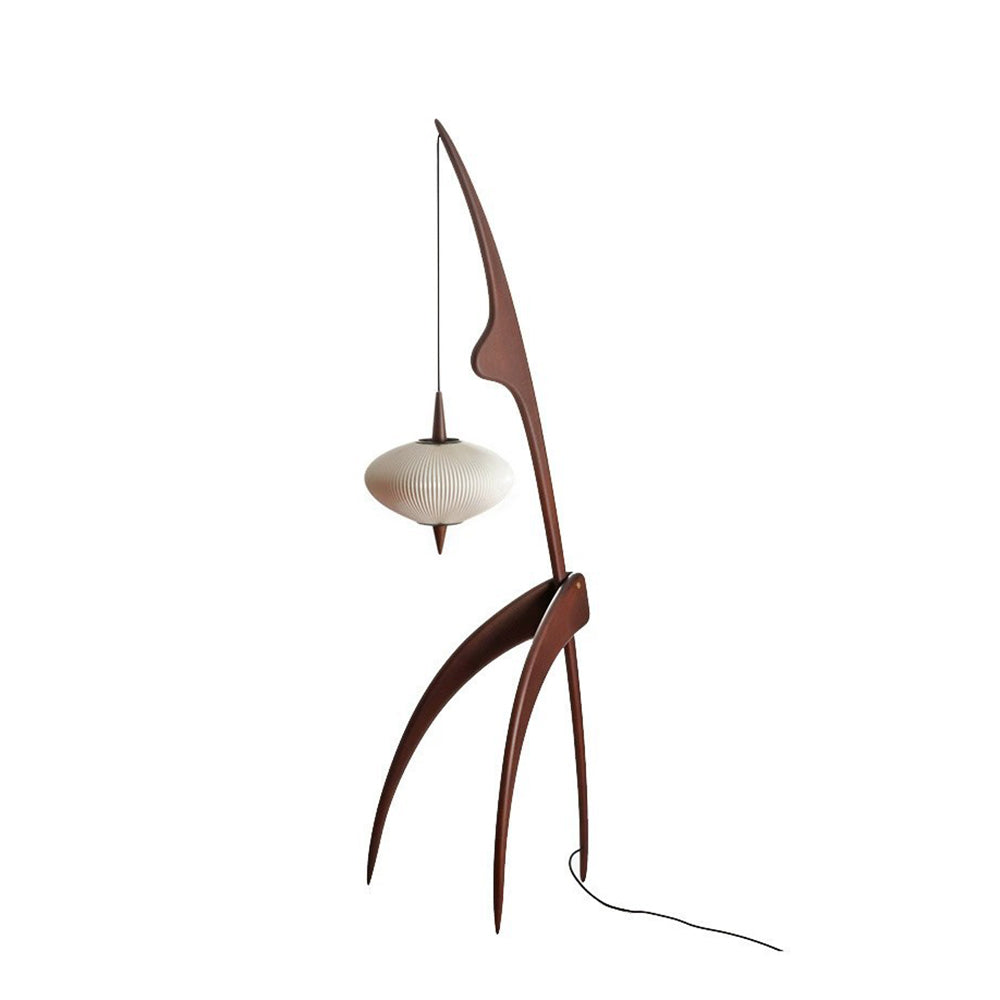 Ritta Lampadaire Rond Vintage Bois/Tissu Bois/Noyer, Salon - Neutralighting
