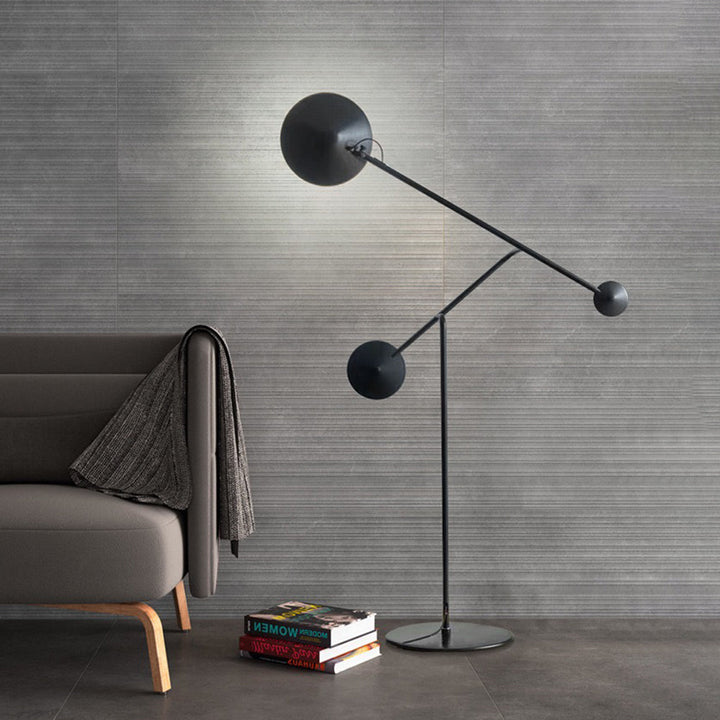 Arisha Design Simple Lampadaire Rond Moderne Métal Noir Salon/Chambre à Coucher - Neutralighting