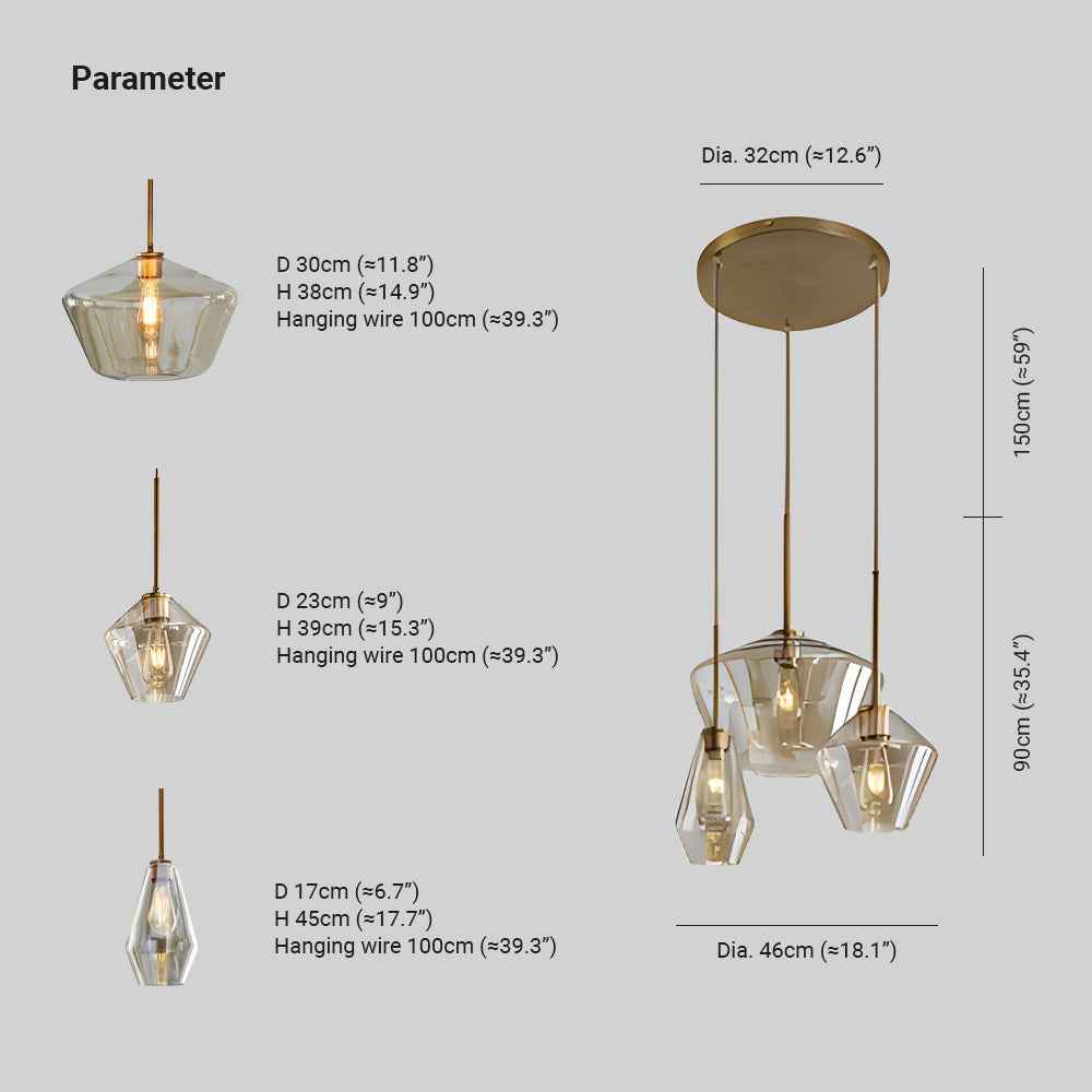 Valentina Suspension Moderne, Verre, Clair/Ambre, Chambre/Salle de Bain - Neutralighting