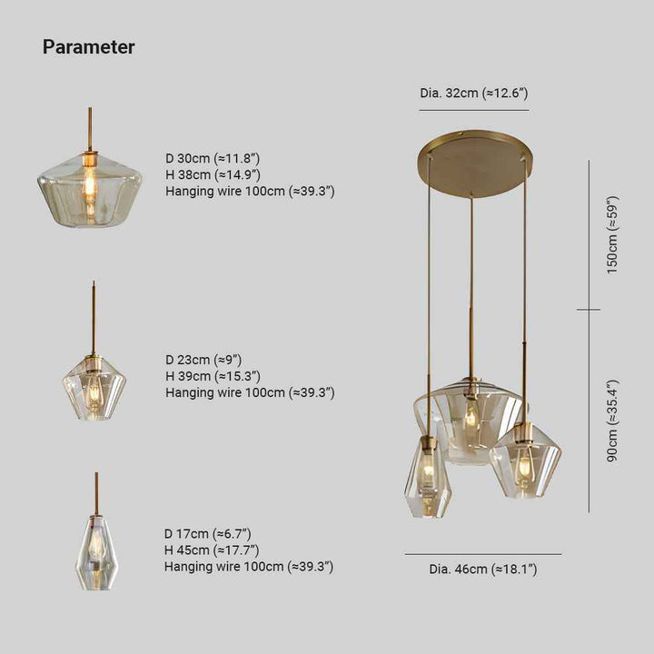 Valentina Suspension Moderne, Verre, Clair/Ambre, Chambre/Salle de Bain - Neutralighting