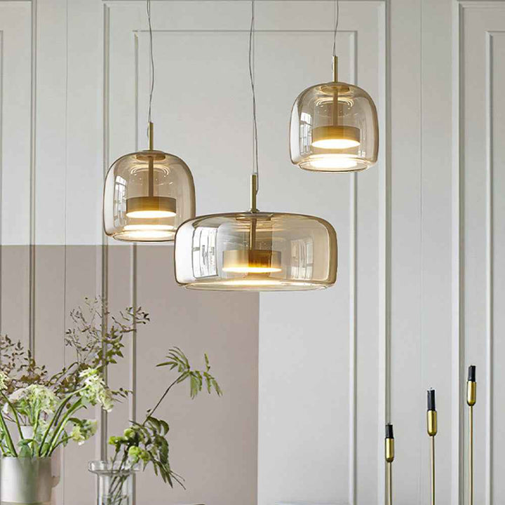 June Suspension Cylindre Moderne Verre. Claire/Grise Fumée/Ambre - Neutralighting