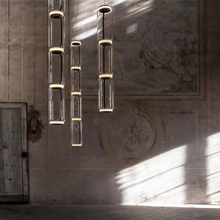 Valentina Luminaires Suspensions LED Cylindre Minimalisme Métal/Verre Transparent Salon/Chambre à Coucher - Neutralighting
