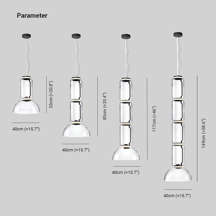 Valentina Luminaires Suspensions LED Cylindre Minimalisme Métal/Verre Transparent Salon/Chambre à Coucher - Neutralighting