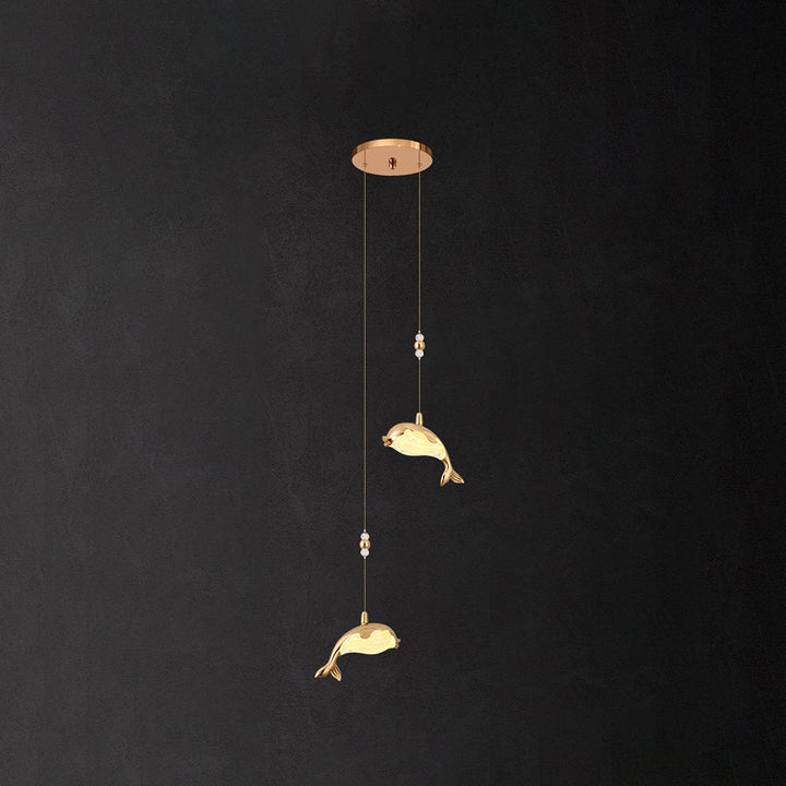 Arisha Design LED Luminaires Suspensions Dauphin Moderne Métal/Acrylique Doré Salon - Neutralighting