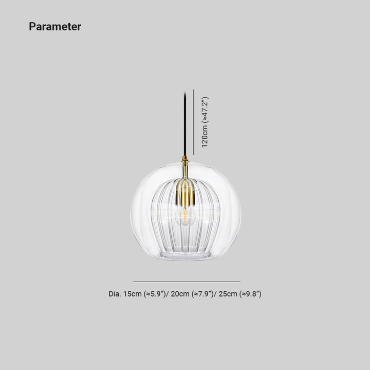June Suspension Bulle Nordique Verre Transparent/Doré Salon/Chambre June