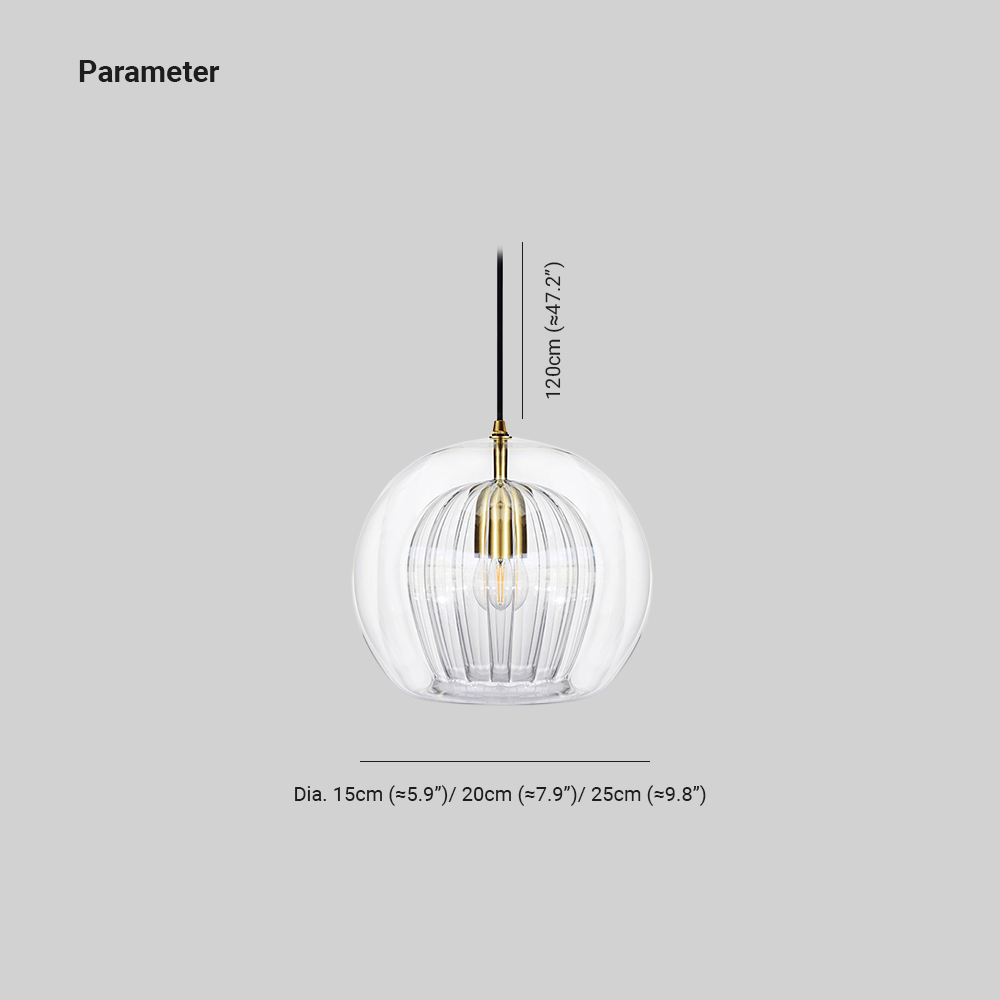 June Suspension Bulle Nordique Verre Transparent/Doré Salon/Chambre