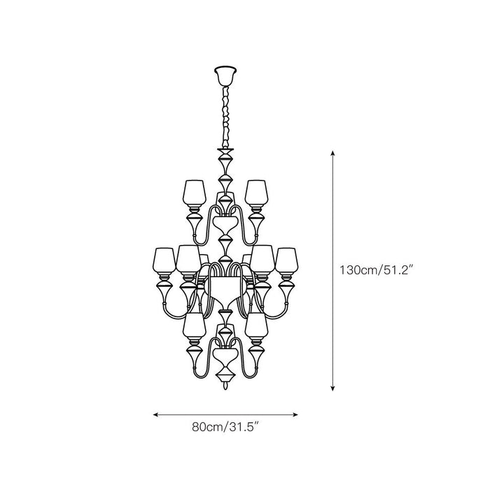 Abrahamson Lustre Traditionnel À Niveaux Abat-jour Laiton Verre - Neutralighting