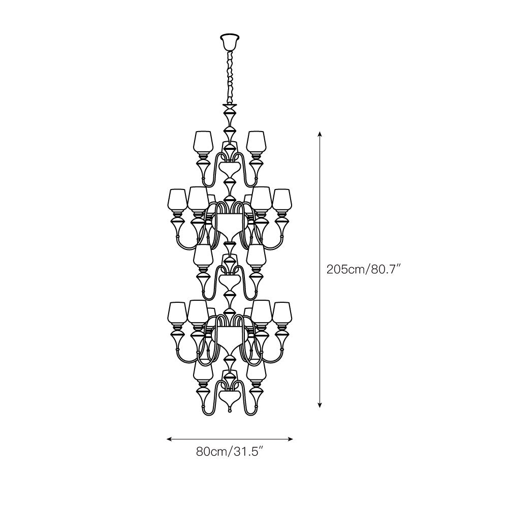 Abrahamson Lustre Traditionnel À Niveaux Abat-jour Laiton Verre - Neutralighting