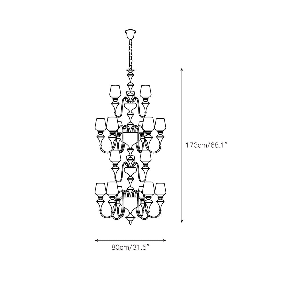 Abrahamson Lustre Traditionnel À Niveaux Abat-jour Laiton Verre - Neutralighting