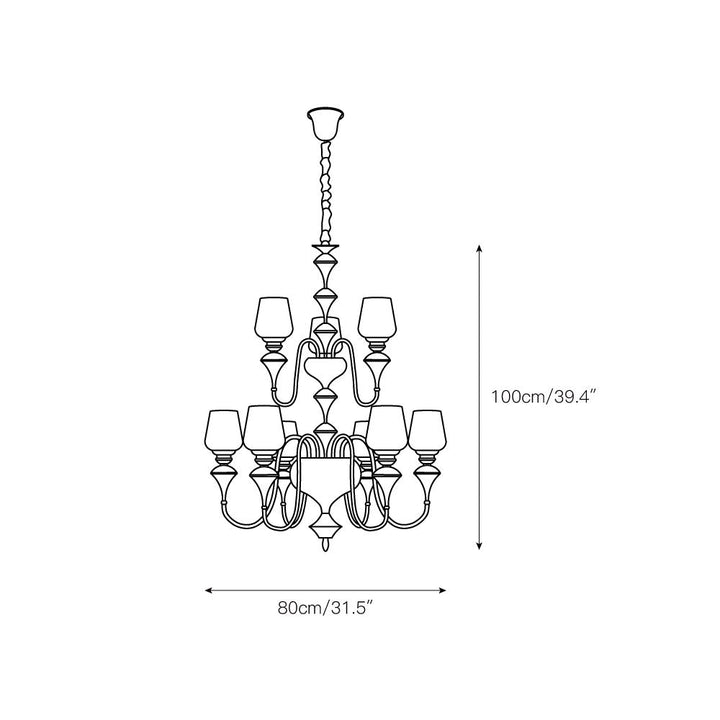 Abrahamson Lustre Traditionnel À Niveaux Abat-jour Laiton Verre - Neutralighting
