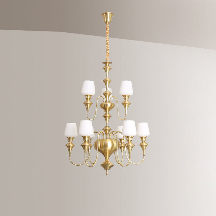 Abrahamson Lustre Traditionnel À Niveaux Abat-jour Laiton Verre - Neutralighting