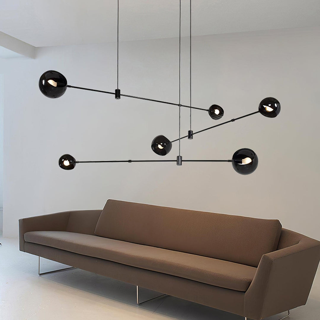 Lustra Chandelier Élégant en Verre Noir - Neutralighting
