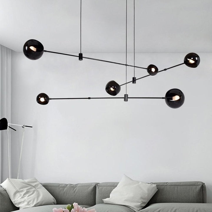 Lustra Chandelier Élégant en Verre Noir - Neutralighting