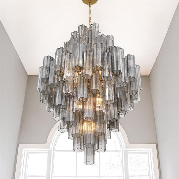 Aurora Chandelier en Tube de Verre Superposé Ambrer - Neutralighting