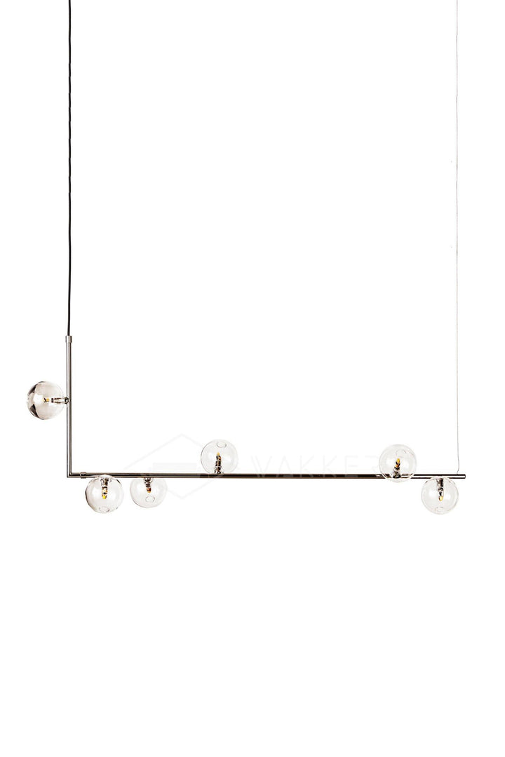 Lustra Chandelier en Verre avec Structure en Acier Noir Linéaire - Neutralighting