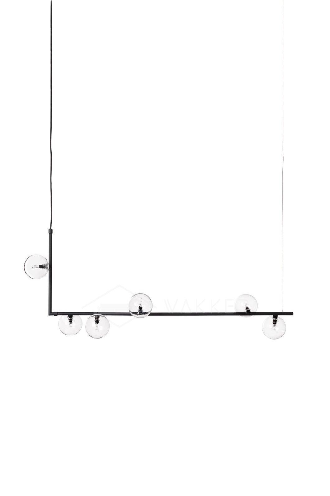 Lustra Chandelier en Verre avec Structure en Acier Noir Linéaire - Neutralighting