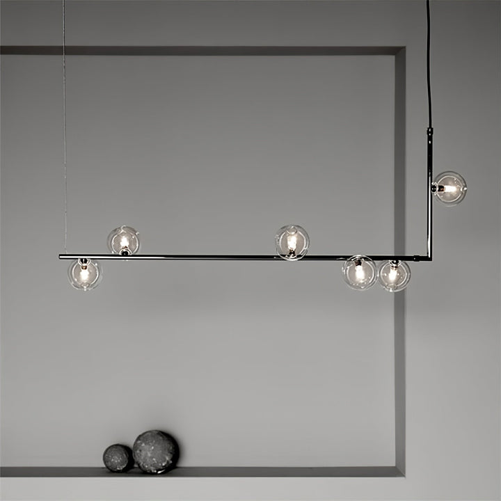 Lustra Chandelier en Verre avec Structure en Acier Noir Linéaire - Neutralighting