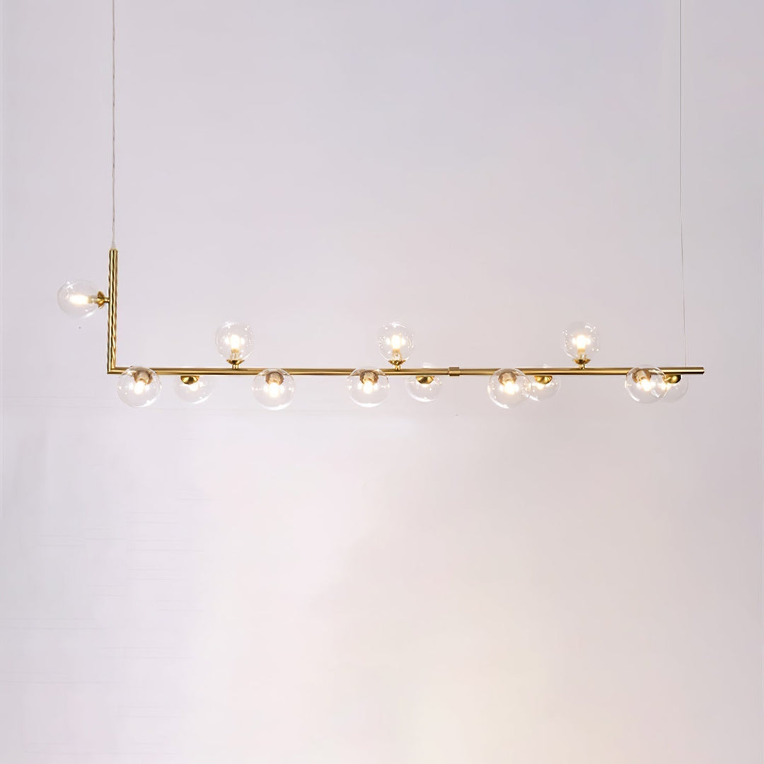 Lustra Chandelier en Verre avec Structure en Acier Noir Linéaire - Neutralighting