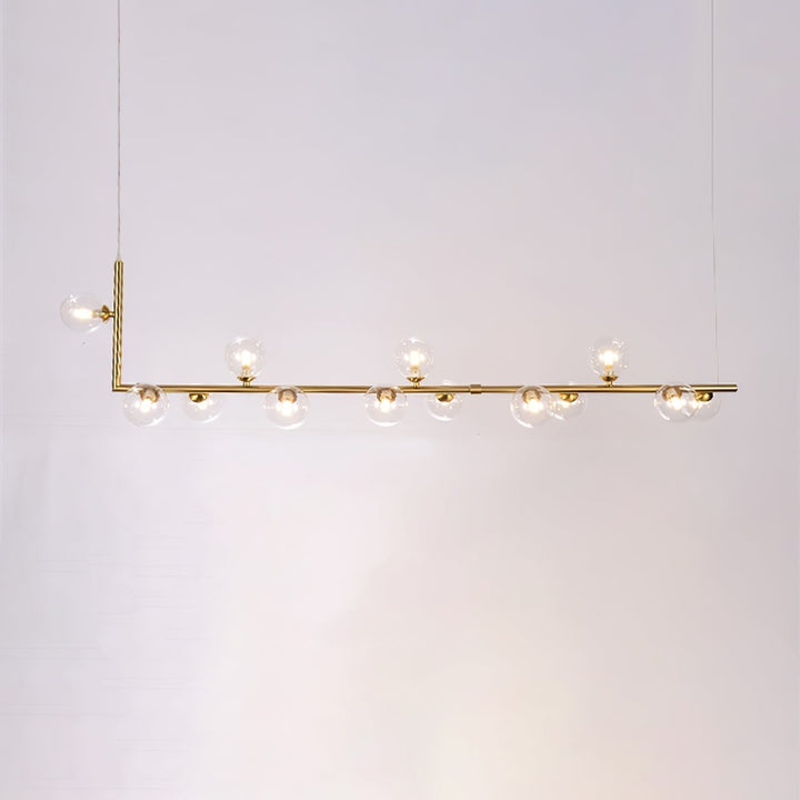Lustra Chandelier en Verre avec Structure en Acier Noir Linéaire - Neutralighting