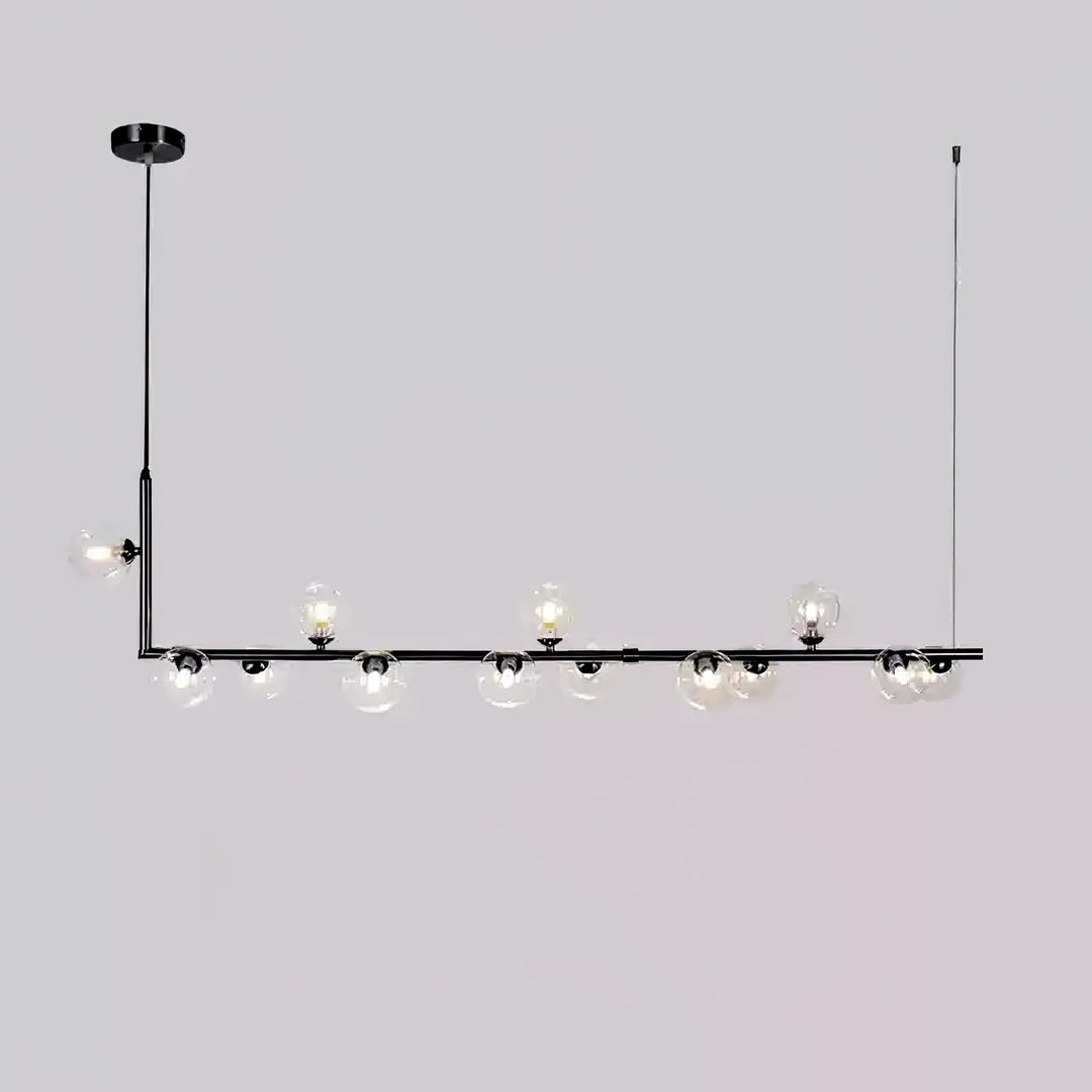 Lustra Chandelier en Verre avec Structure en Acier Noir Linéaire - Neutralighting