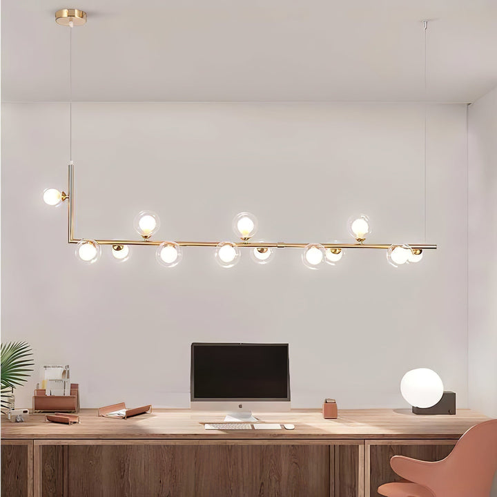 Lustra Chandelier en Verre avec Structure en Acier Noir Linéaire - Neutralighting