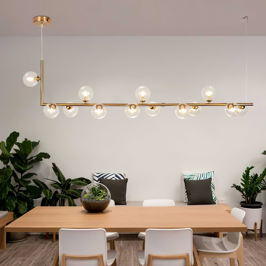 Lustra Chandelier en Verre avec Structure en Acier Noir Linéaire - Neutralighting