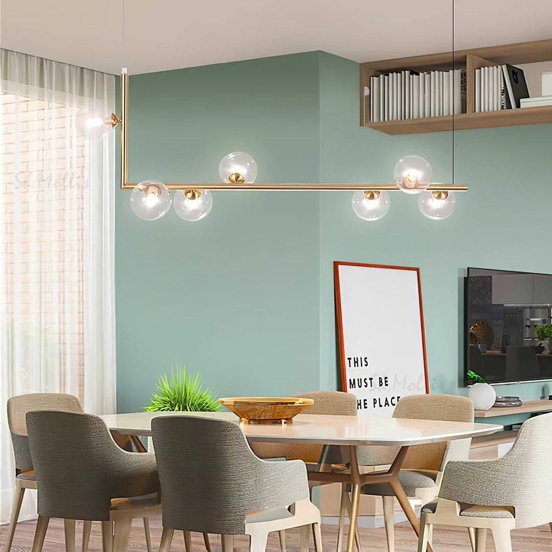 Lustra Chandelier en Verre avec Structure en Acier Noir Linéaire - Neutralighting