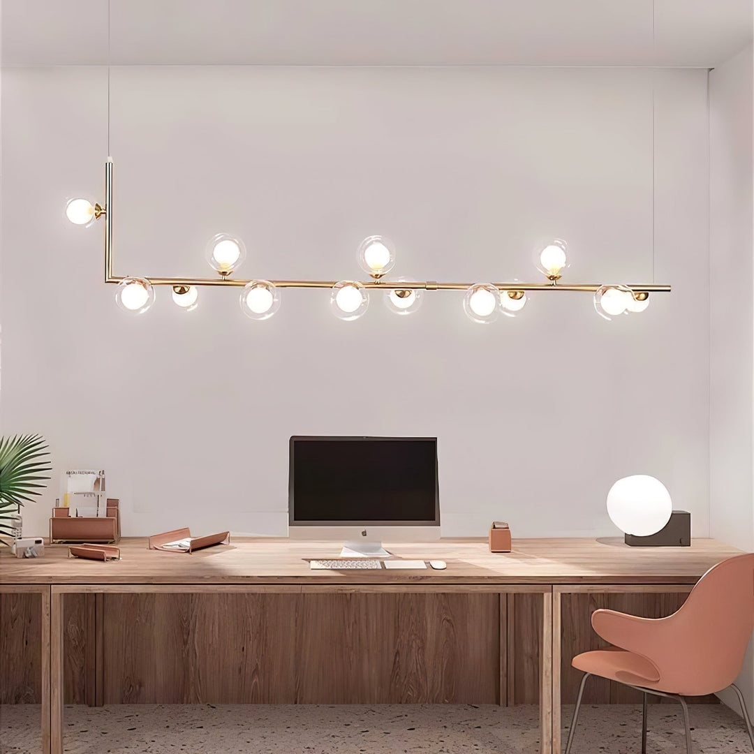 Lustra Chandelier en Verre avec Structure en Acier Noir Linéaire - Neutralighting