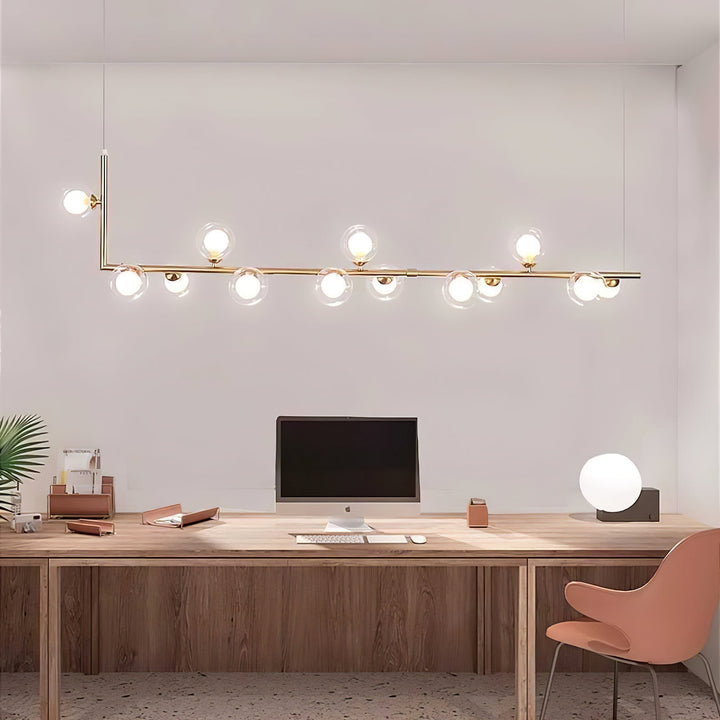 Lustra Chandelier en Verre avec Structure en Acier Noir Linéaire - Neutralighting