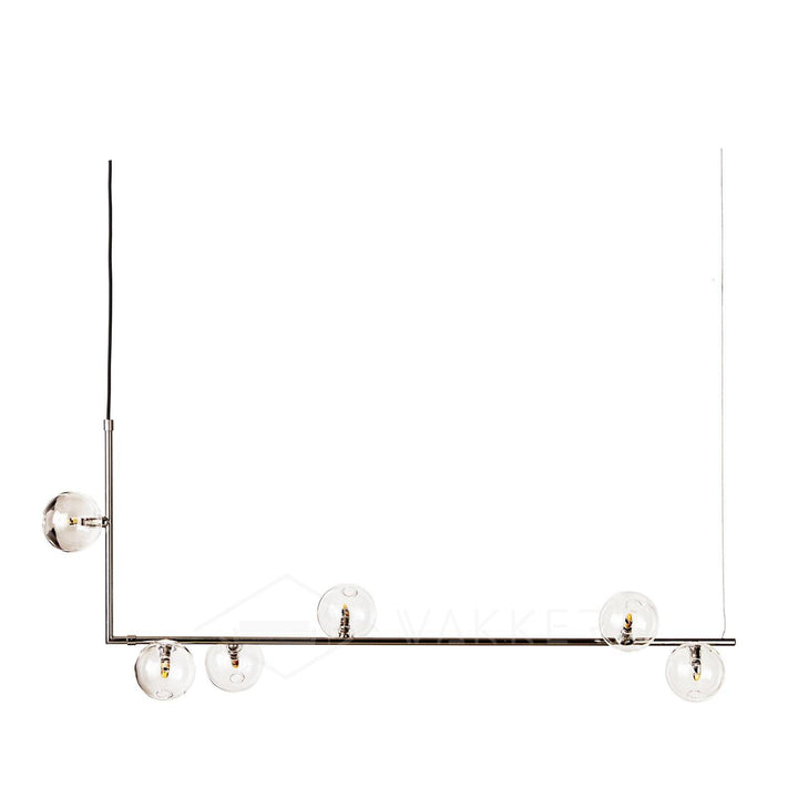 Lustra Chandelier en Verre avec Structure en Acier Noir Linéaire - Neutralighting