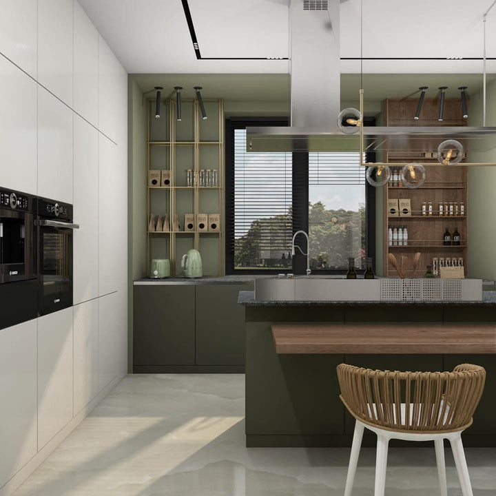Lustra Chandelier en Verre avec Structure en Acier Noir Linéaire - Neutralighting