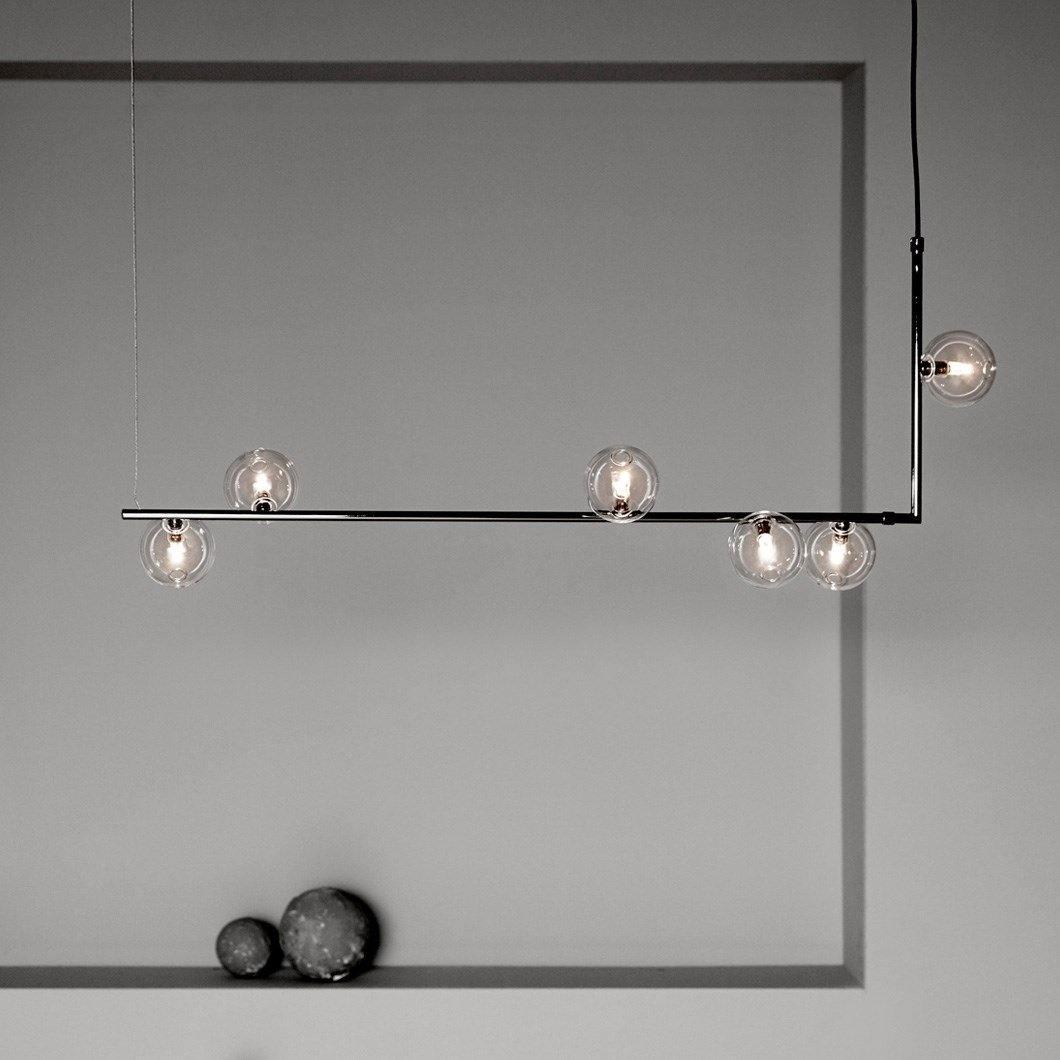 Lustra Chandelier en Verre avec Structure en Acier Noir Linéaire - Neutralighting