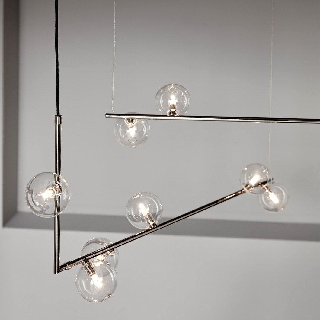 Lustra Chandelier en Verre avec Structure en Acier Noir Linéaire - Neutralighting