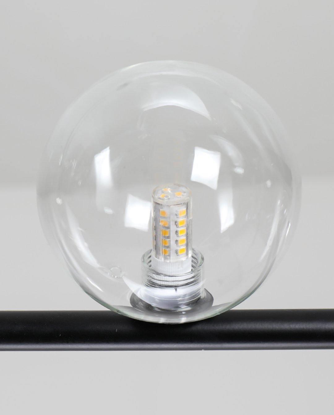 Lustra Chandelier en Verre avec Structure en Acier Noir Linéaire - Neutralighting
